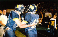 Pirates celebrate after an interception