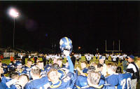 After-victory huddle