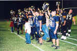 Pirates celebrate the victory with the Pirate band