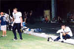 Miles Stone and Bobby Joe Serna rest on the sidelines