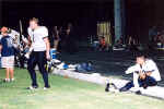 Miles Stone and Bobby Joe Serna rest on the sidelines