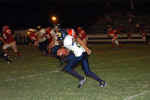 Jerry Alfaro about to return interception for a touchdown