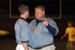 Coach Bonewald talks with an assistance coach